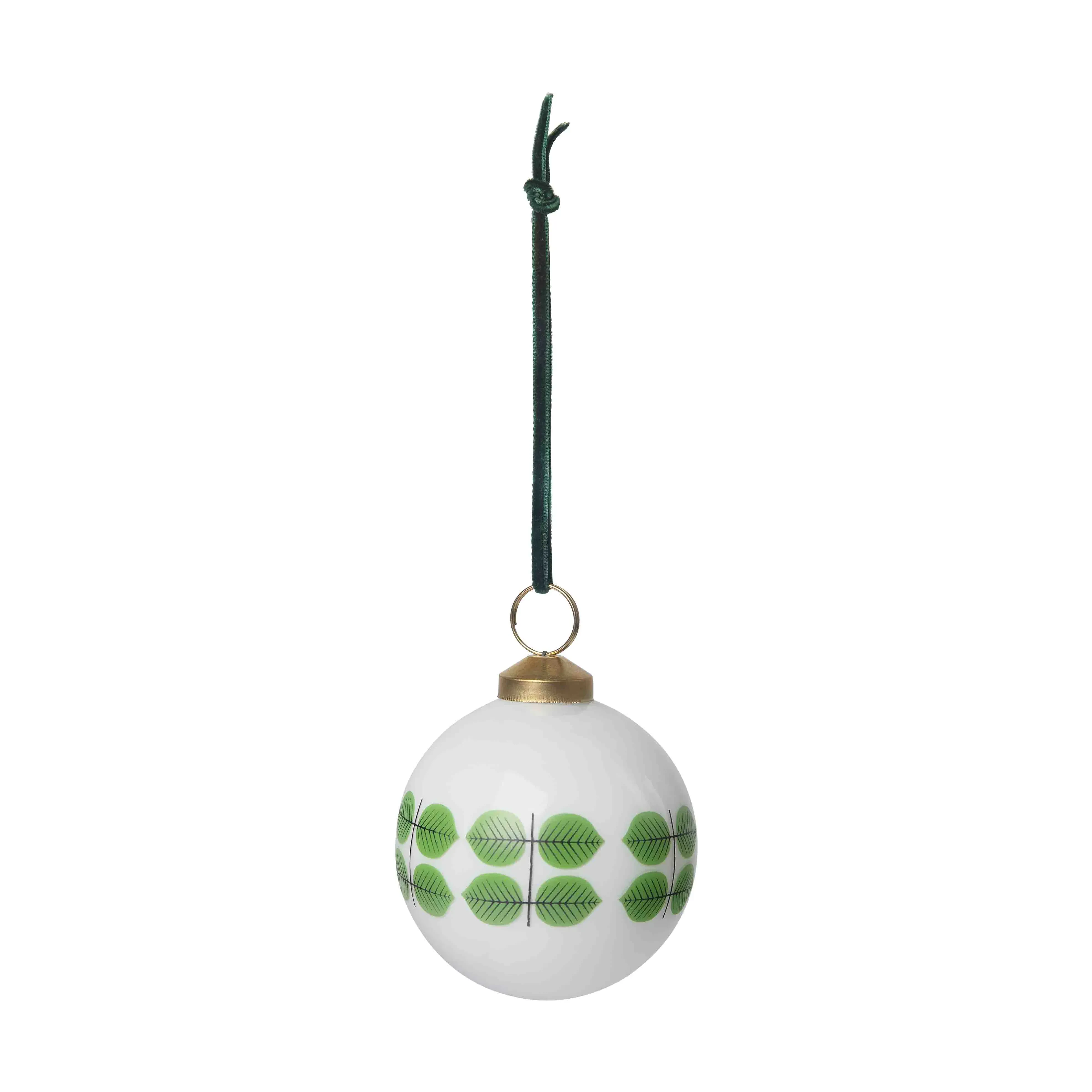 Stig L Berså julgranskula Ø8 cm, vit-grön, från Pluto Design