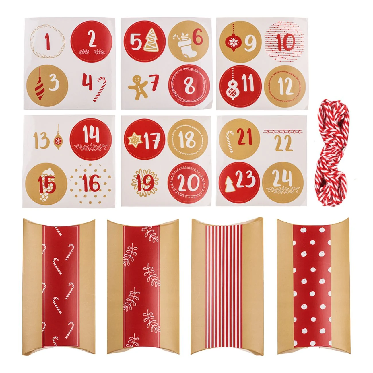 Gör din egen adventskalender, 24 askar med stickers