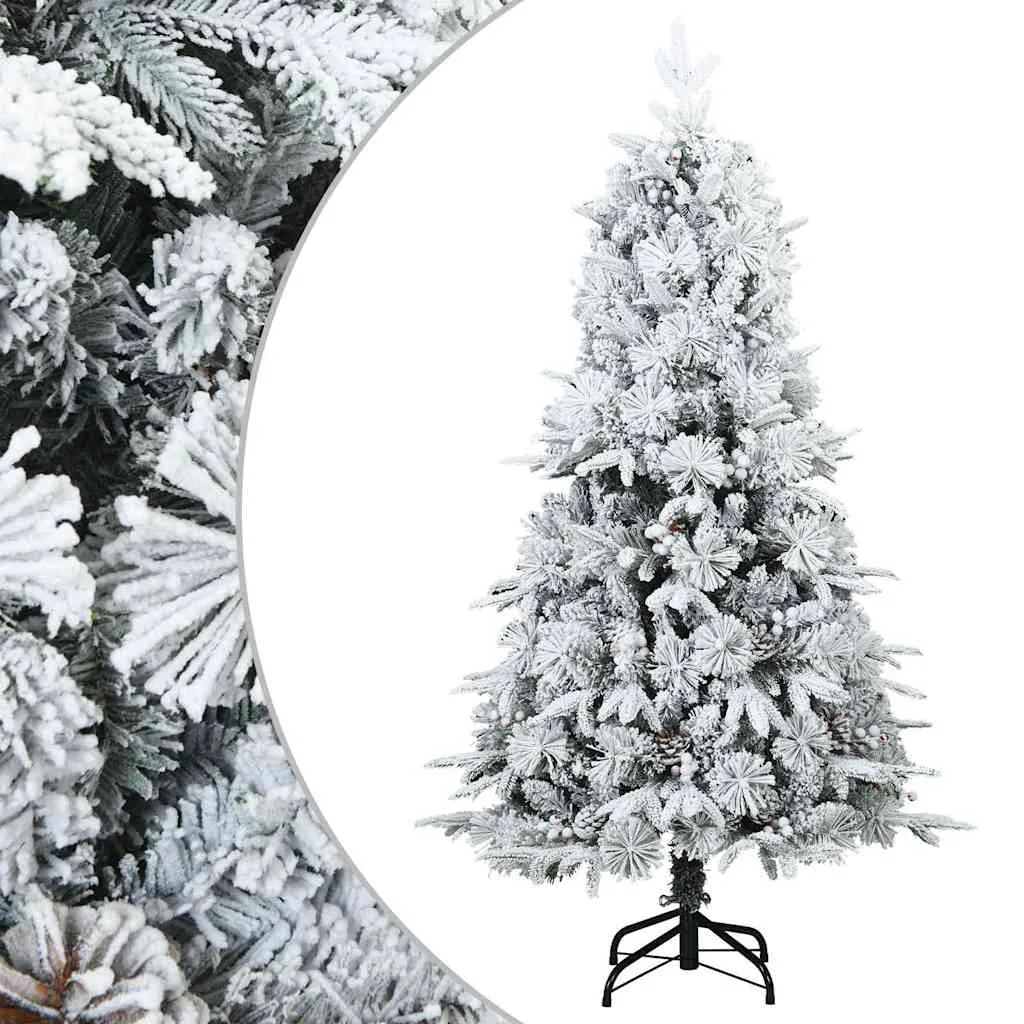 vidaXL konstgjord vikbar julgran, vit och snöflockad, 150 cm